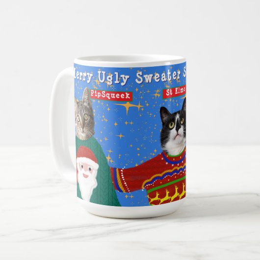 Deine drei Katzen tragen hässliches Weihnachtssüßc Kaffeetasse (Vorderseite Links)