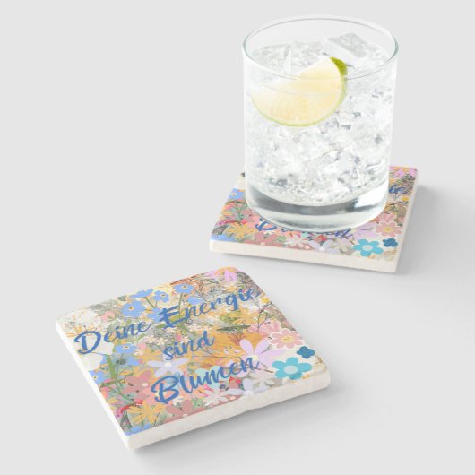 Deine Energie sind Blumen. Steinuntersetzer (Seitenansicht)