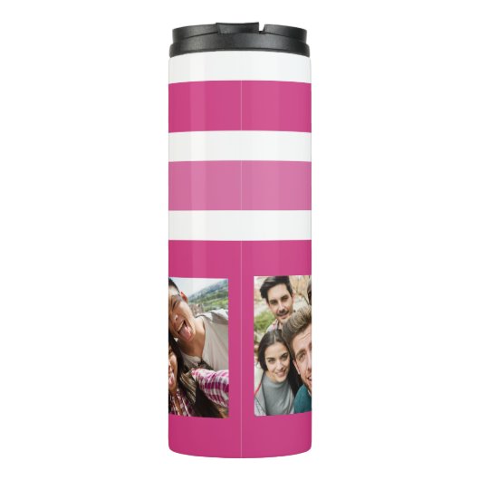 DEINE FOTO & NAME Stripes Mustertumbler Thermosbecher (Rückseite)