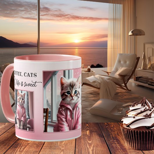 Deine Fotos Funny Cat Sweet Pink Kaffeetasse