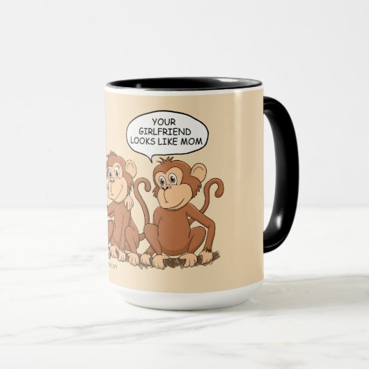 Deine Freundin sieht aus wie Mama Funny Monkey Gro Tasse (VorderseiteRechts)