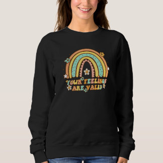 Deine Gefühle sind gültig Retro Regenbogen Mental Sweatshirt
