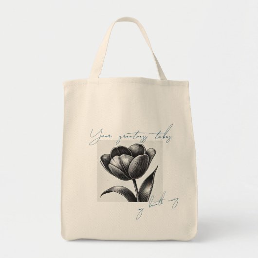"Deine Größe - Inspirationsreiche Tulip Tote Tag" Tragetasche (Vorne)
