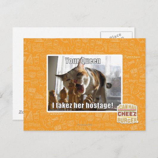 Deine Königin, ich nehme ihre Geisel Postkarte (Vorne/Hinten)