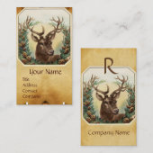 DEINE MIT PINE CONES KROWN MONOGRAM PARCHMENT VISITENKARTE (Vorne/Hinten)