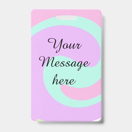Deine Nachricht hier Textname Monogramm rosa Paste Ausweis (Vorderseite)