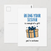 Deine Schwester zu sein, ist Geschenk genug Postkarte (Vorne/Hinten)