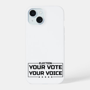 Deine Stimme Deine Wahl schwarze Schrift iPhone 15 Hülle