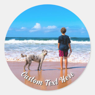 Deine Tier-Foto-Sticker Personalisierter Text Name Runder Aufkleber