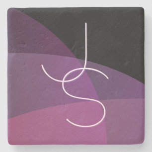 Deine überlappenden Initialen Modern Lila & Pink Steinuntersetzer