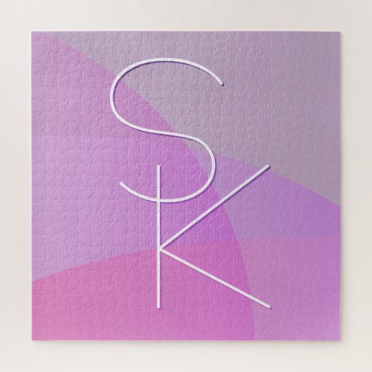 Deine überlappenden Initialen | Moderne rosa Geome Puzzle (Vertikal)
