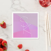 Deine überlappenden Initialen | Moderne rosa Geome Serviette (Beispiel)
