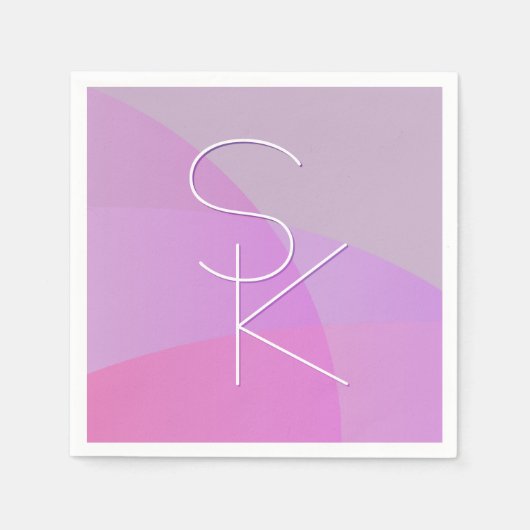 Deine überlappenden Initialen | Moderne rosa Geome Serviette (Vorderseite)