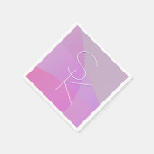 Deine überlappenden Initialen | Moderne rosa Geome Serviette (Ecke)