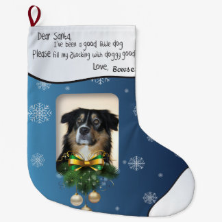 DEINER Hund FOTO Blue Snowflake ich war gut Großer Weihnachtsstrumpf