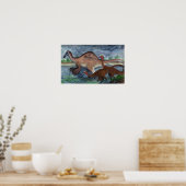 Deinocheirus und Gallimimus Print Poster (Küche)