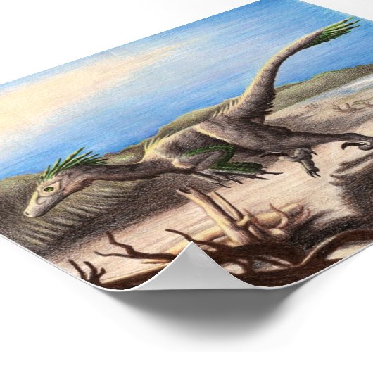 Deinonychus am Strand Poster (Ecke)
