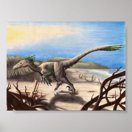 Deinonychus am Strand Poster (Vorne)