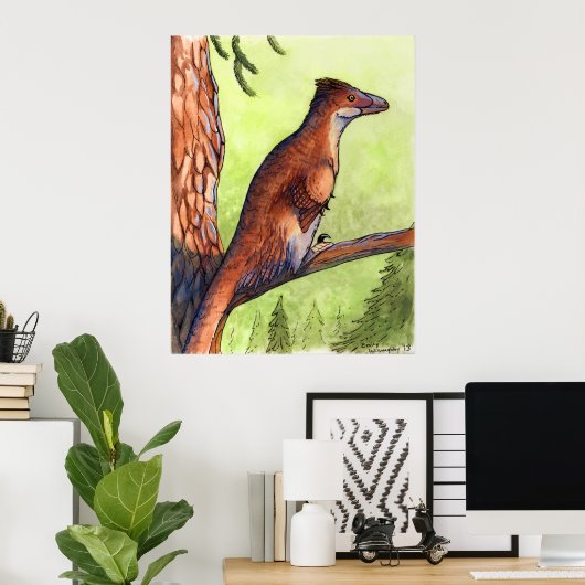 Deinonychus in einem Tree Poster (Heimbüro)