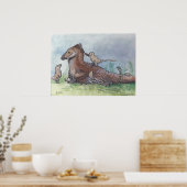 Deinonychus Vater mit Chicks Poster (Küche)