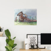 Deinonychus Vater mit Chicks Poster (Heimbüro)