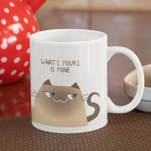 Deins ist Meins Katzenbecher Lustiger Siamese Jumbo-Tasse