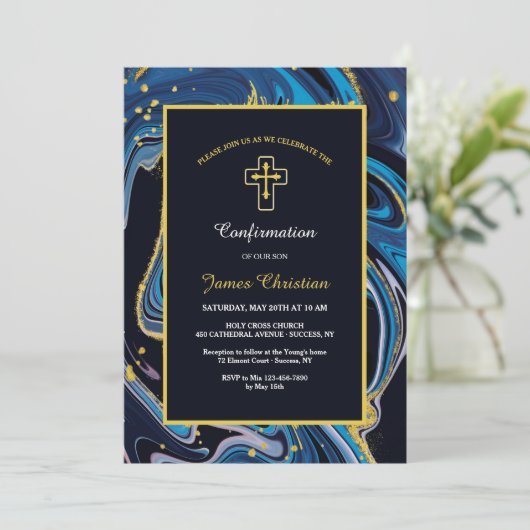 Deja Blue Religious Einladung (Stehend Vorderseite)