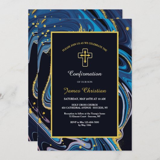 Deja Blue Religious Einladung (Vorne/Hinten)