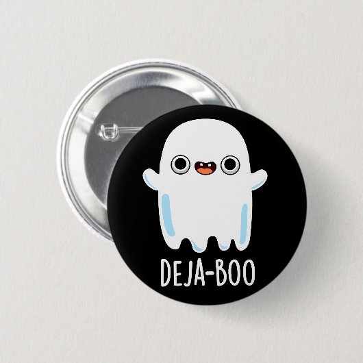 Deja Boo Funny Ghost Pun Dark BG Button (Vorne & Hinten)