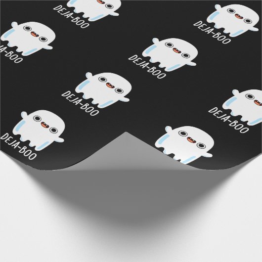 Deja Boo Funny Ghost Pun Dark BG Geschenkpapier (Ecke)