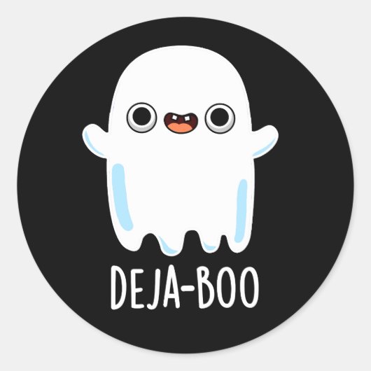 Deja Boo Funny Ghost Pun Dark BG Runder Aufkleber (Vorderseite)