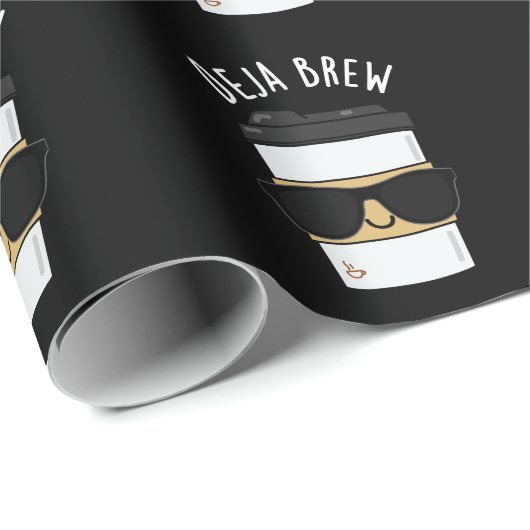 Deja Brew Funny Coffee Pun Dark BG Geschenkpapier (Rolleneckpunkt)