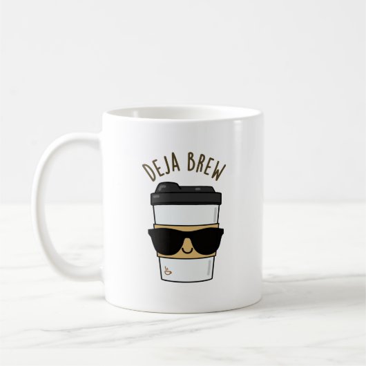 Deja Brew Funny Coffee Pun Kaffeetasse (Links)