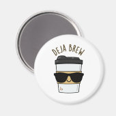 Deja Brew Funny Coffee Pun Magnet (Vorderseite/Rückseite)