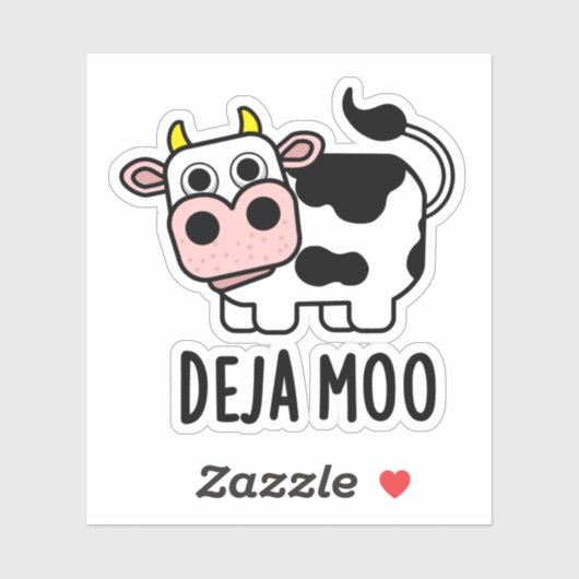 Deja Moo Funny Cow Pun Aufkleber (Blatt)
