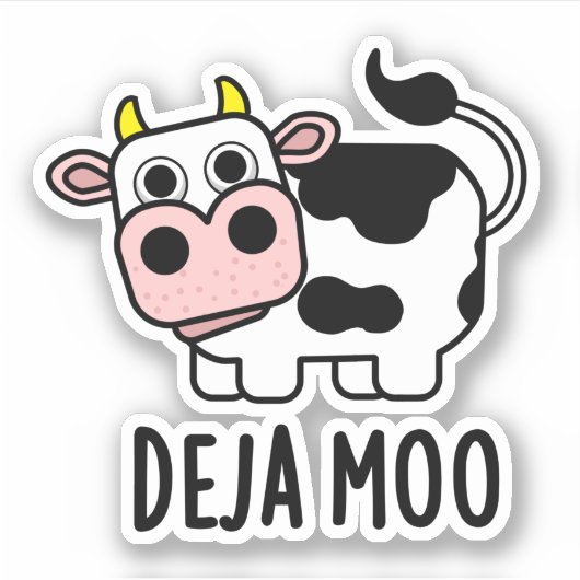 Deja Moo Funny Cow Pun Aufkleber (Vorderseite)