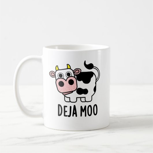 Deja Moo Funny Cow Pun Kaffeetasse (Links)