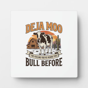 Deja Moo Lustige Kuh Western Vintage-Shirt-Design_ Fotoplatte
