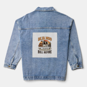 Deja Moo Lustige Kuh Western Vintage-Shirt-Design_ Jeansjacke