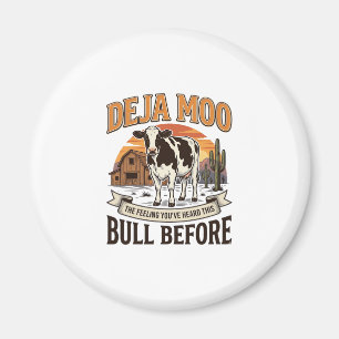 Deja Moo Lustige Kuh Western Vintage-Shirt-Design_ Magnet