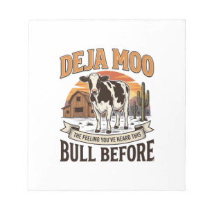 Deja Moo Lustige Kuh Western Vintage-Shirt-Design_ Notizblock