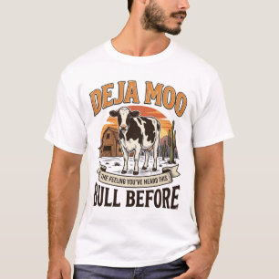 Deja Moo Lustige Kuh Western Vintage-Shirt-Design_ T-Shirt