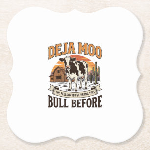 Deja Moo Lustige Kuh Western Vintage-Shirt-Design_ Untersetzer