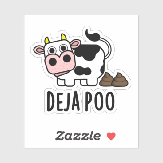 Deja Poo Funny Cow Kack Pun Aufkleber (Blatt)