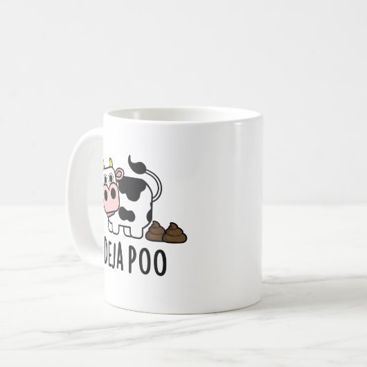 Deja Poo Funny Cow Kack Pun Kaffeetasse (Vorderseite Links)