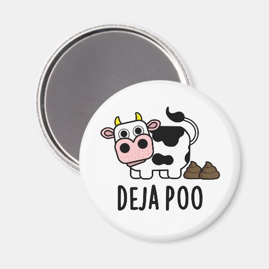 Deja Poo Funny Cow Kack Pun Magnet (Vorderseite/Rückseite)