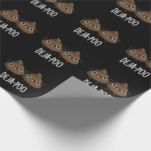 Deja Poo Funny Double Kack Pun Dark BG Geschenkpapier (Ecke)