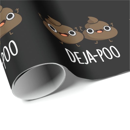 Deja Poo Funny Double Kack Pun Dark BG Geschenkpapier (Rolleneckpunkt)