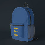 Deja Vu Blue Spring Season Solid Color Bedruckter Rucksack<br><div class="desc">Rucksack auf allen bedruckten Schneiden Stil Storage-Tasche gedruckt mit Deja Vu Blue Spring Saison Solid Color Illustration und ausgewählten Produkte Sammlung von TheFabricSeal Print auf Anfrage Shop Zazzle.com #ZazzleMade https://www.zazzle.com/store/thefabricseal TheFabricSeal ©️ Original. Diese Phrase Deja Vu hat eine Assoziation mit Gefühl, wie Sie schon etwas erlebt haben. So impliziert es...</div>