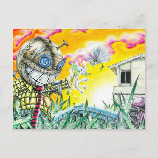 Deja Vudoo - Niedliches farbenfrohes Button Pinaco Postkarte (Vorderseite)